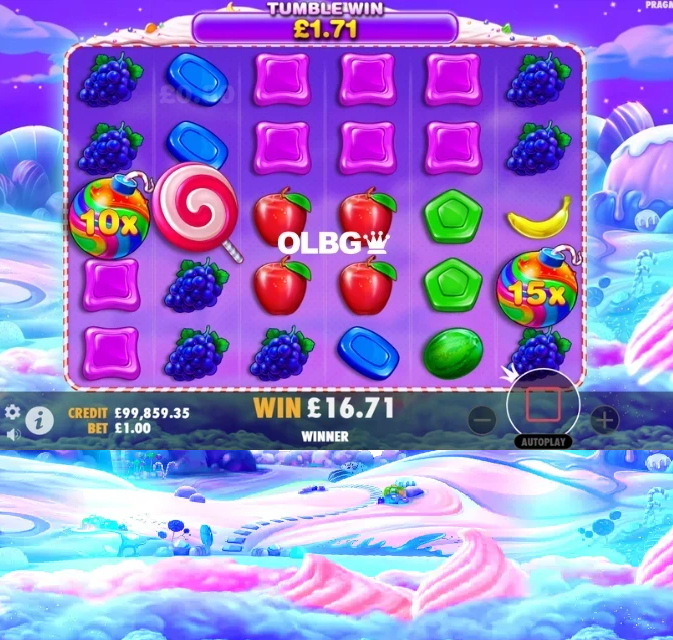 Grille de jeu Sweet Bonanza avec mécanique Tumble